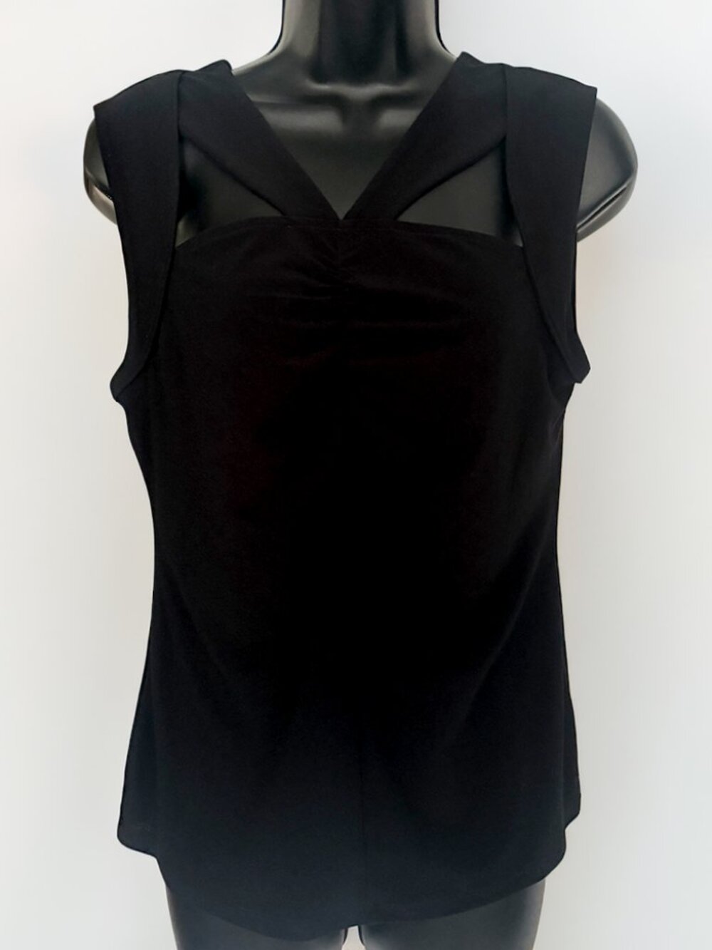 NWOT Halogen Black Tank Top w/ Strappy Neckline - Medium